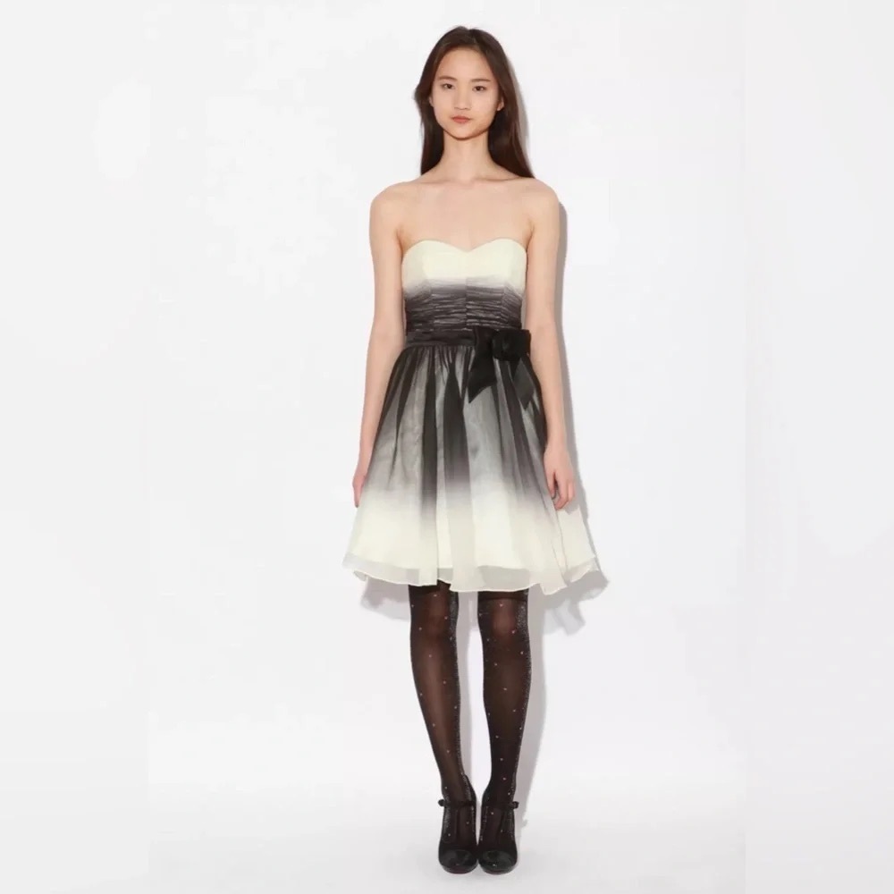 Betsey Johnson, 100% silk dress, black and cream, size 8
